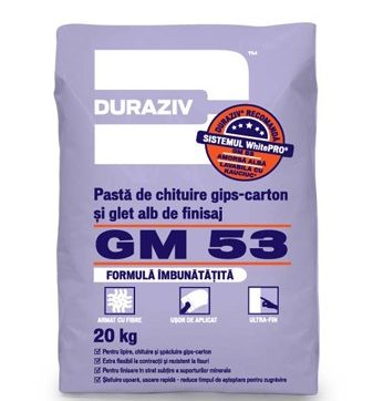 Pasta de chituire si gletuire pentru gips-carton DURAZIV GM 53 20kg