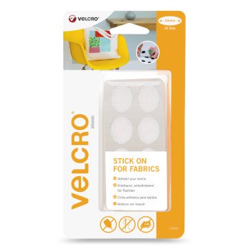 Buline ovale cu adeziv pentru textile VELCRO® Stick On For Fabrics 24 mm, alb